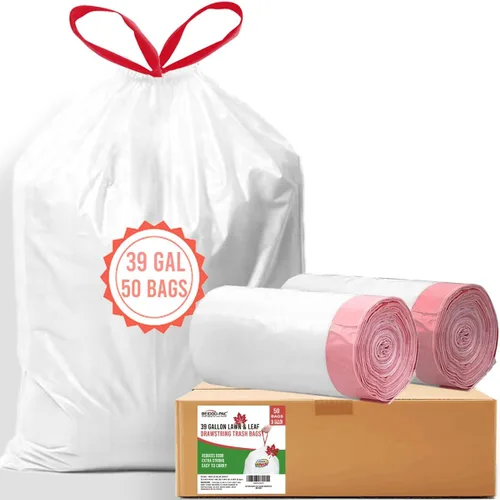 Vista 9 de BEIDOU-PAC Bolsas de basura de 2.6 galones con cordón, 100 unidades, bolsas de basura de rollo múltiple, pequeñas bolsas de basura de cocina, sin