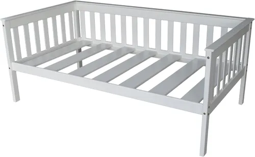 Vista 6 de Sofá cama de madera negra estilo misión de tamaño individual hecho en Amish Negro (Black Paint)