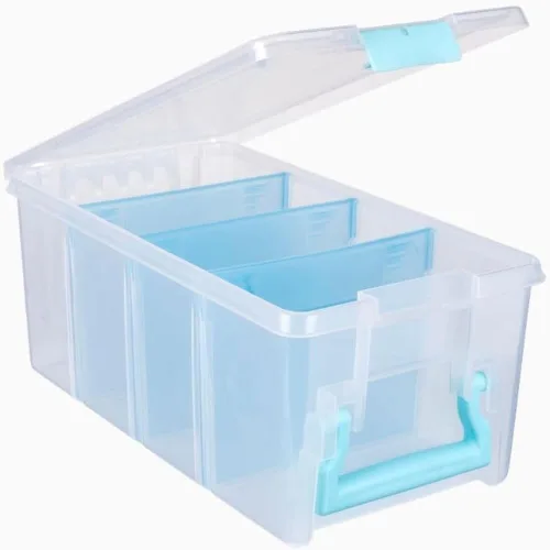 Vista 4 de ArtBin 6925AA Semi Satchel con divisores extraíbles, organizador portátil de arte y manualidades con asa, [1] estuche de almacenamiento de plástico