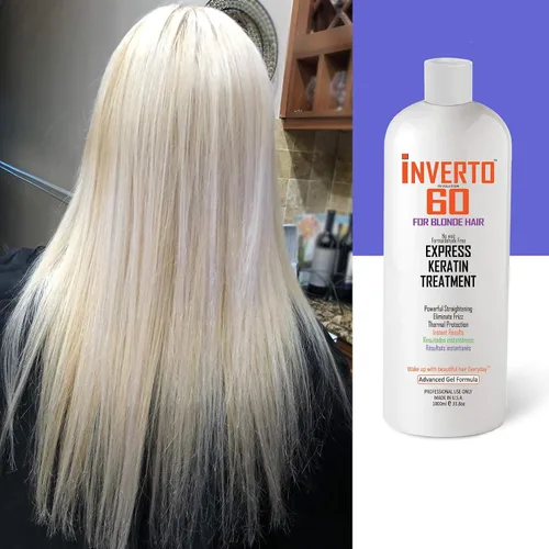 Vista 4 de INVERTO 60 - Tratamiento de queratina para cabello rubio sin formaldehído, tratamiento capilar de queratina súper rápido, proceso de aplicación