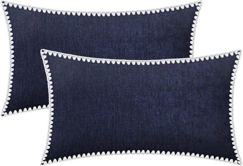 Vista 94 de BRAWARM Fundas de almohada 40x40 cm - Paquete de 2 fundas de almohada de chenilla negra, fundas de almohada de chenilla suave teñida sólida