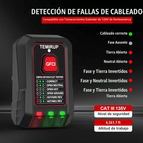 Vista 4 de Kit de buscador de disyuntores con LCD, probador de salida GFCI, buscador