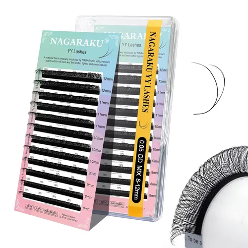 Vista 51 de NAGARAKU YY - Extensiones de pestañas, suministros Y, Lash 4D, Easy Fan, pestañas cruzadas de volumen ruso, pestañas YY, tejidas a mano, malla