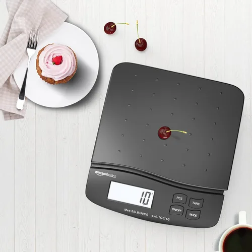Vista 6 de Amazon Basics Báscula postal digital, adaptador de CA, capacidad de 65 lb, precisión de 0.1 oz, negra
