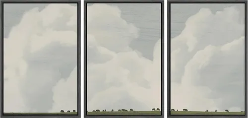Vista 8 de SIGNWIN Lienzo enmarcado para pared, juego de arte sereno de pantanos con humedales verdes e ilustraciones de agua tranquila, arte moderno