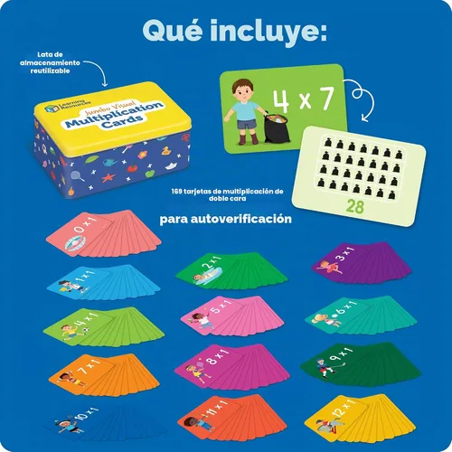 Vista 6 de Learning Resources Tarjetas de multiplicación visual jumbo - Manipulativos matemáticos, actividad Montessori, regreso a la escuela, imprescindibles