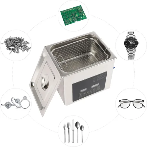 Vista 5 de Lavadora ultrasónica 10L 28/40khz de frecuencia dual lavadora ultrasónica profesional con calentador temporizador para gafas piezas instrumentos