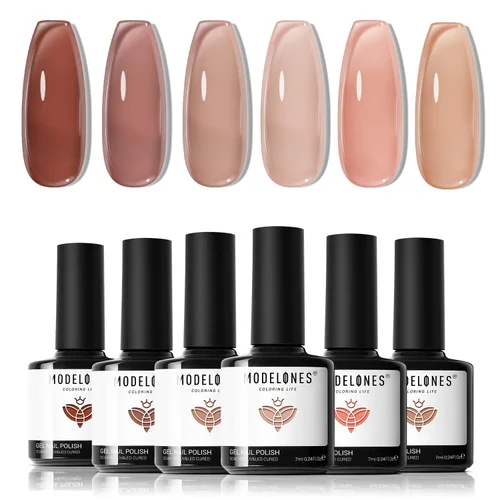 Vista 17 de Modelones - Juego de esmaltes de gel transparente, capa base de gel superior, sin limpieza, 0.5 onzas líquidas Un conjunto claro