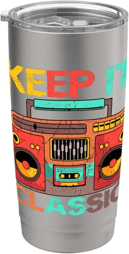 Vista 9 de Keep It Classic Radio 80s 90s Retro Vintage Cassette Player Vaso aislado de acero inoxidable
