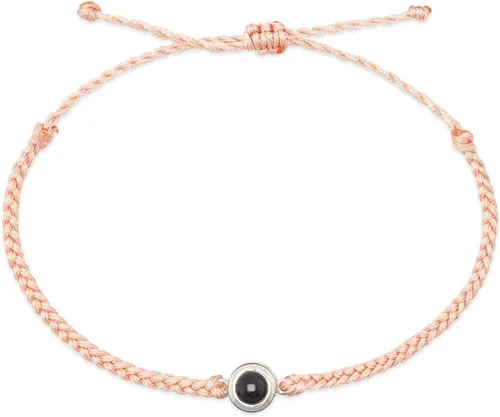 Vista 7 de guk Pulsera de proyección de fotos personalizada, ajustable, pulsera de fotos circular personalizada con texto en inglés "I Love You", pulsera