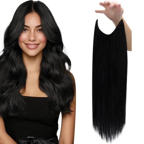 Vista 24 de Fshine - Extensiones de cabello con hilo invisible de 12 pulgadas, color rubio ceniza con reflejos de rubio decolorado, pieza de cabello humano real