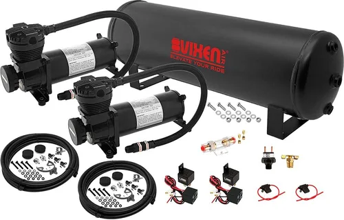 Vista 10 de Vixen Air Kit de suspensión para camión, bolsa de coche, paseo aéreo/resorte. Sistema a bordo - Compresor dual de 200 psi, tanque de 4 galones. Para