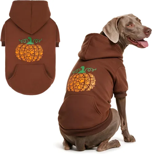 Vista 50 de KOOLTAIL Sudadera básica con capucha para perro, suave y cálida, con agujero para correa y con bolsillo, abrigo de invierno para perros, ropa