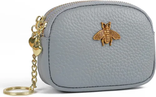 Vista 22 de Monedero de cuero para mujer, billetera pequeña para mujer, bolsa de cambio A-Negro