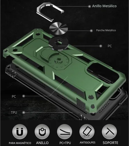 Vista 4 de Yiakeng Funda para Samsung Galaxy S20 FE, funda Galaxy S20 FE 5G con protector de pantalla HD, fundas protectoras de grado militar con anillo