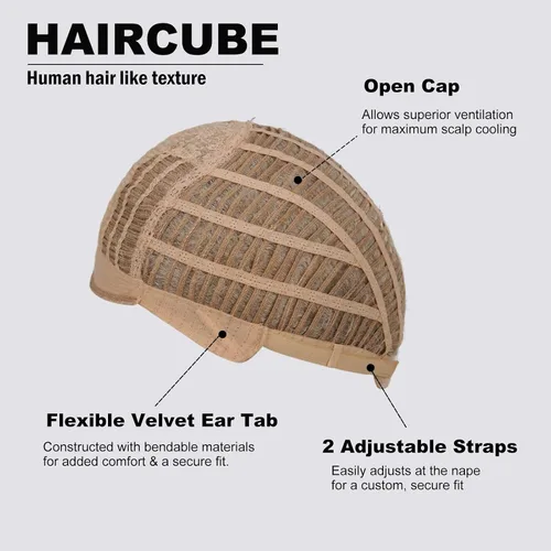 Vista 5 de HAIRCUBE Pelucas cortas de corte Pixie con textura de cabello humano para mujeres con flequillo pelucas sintéticas de repuesto - #17/101