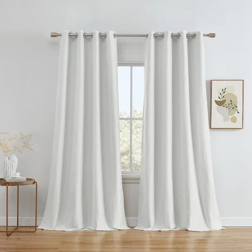 Vista 10 de HLC.ME Crawford - Paneles de cortina para tratamiento de ventanas, semitraslúcidos, para ventana de dormitorio y sala de estar, juego de 2 paneles