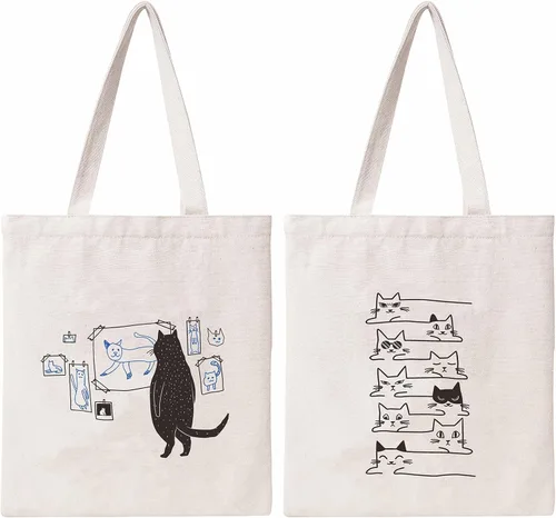 Vista 11 de Bolsa de lona minimalista de algodón reutilizable para mujer, diseño de arte estético, Edificio, Talla única
