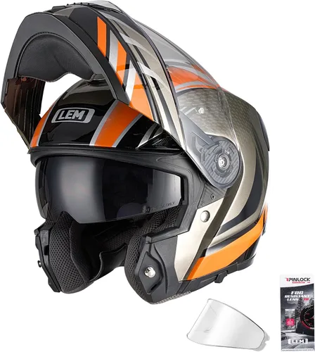 Vista 14 de LEM Cascos modulares de motocicleta de fibra de vidrio, casco de motocicleta de cara completa abatible para excursiones, certificado por DOT, visera
