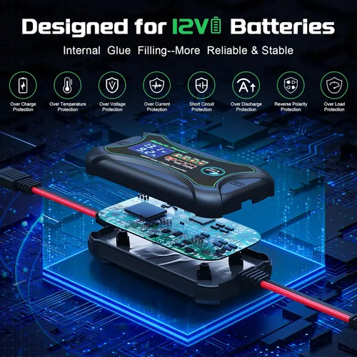 Vista 3 de Bateria Power Controlador de carga solar MPPT de 10 amperios y 12 voltios, controlador de panel solar portátil inteligente, regulador solar