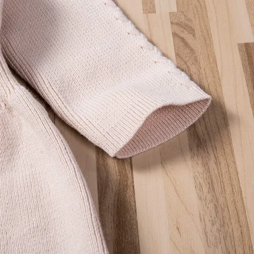 Vista 5 de Vestido tipo suéter de punto de manga larga con volantes para bebés y niñas pequeñas, ropa cálida de invierno