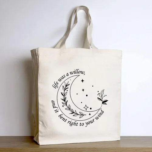 Vista 2 de TOBGBE Letra de la canción Regalo Amante de la Música Tote Bag Álbum Letra de la canción Bolsa de viaje Mercancía del cantante, Blanco sucio