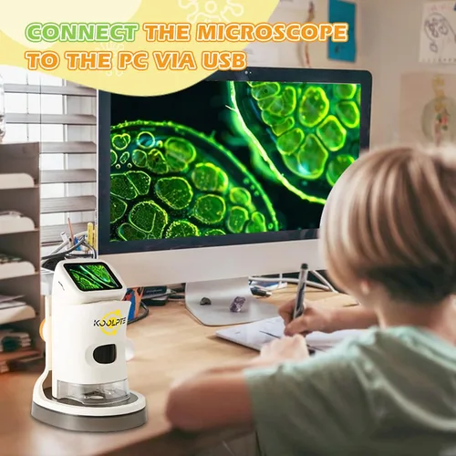 Vista 6 de Microscopio digital del PDA para los niños, 1000X, pantalla LCD de 2,1" HD Blanco cálido
