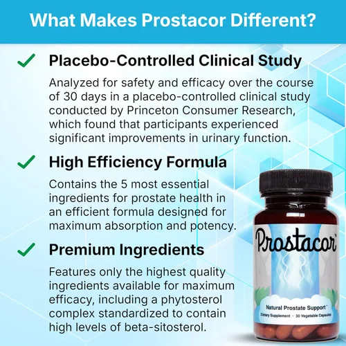 Vista 12 de Prostacor - Suplemento Natural para el Apoyo de la Próstata - Sin GMO, Vegano, Sin Gluten Supports Healthy Urine Flow, Fewer Urges, Bladder