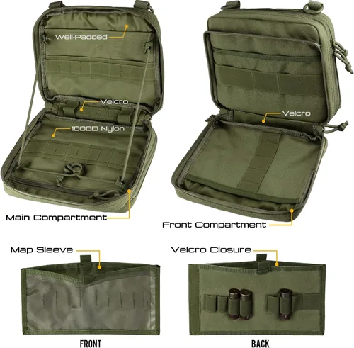 Vista 4 de WYNEX Bolsa táctica grande de administración de diseño de doble capa, bolsa de utilidad Molle EDC EMT con funda de mapa, bolsa modular