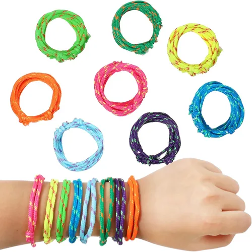 Vista 2 de WILLBOND Pulsera de amistad de neón 216 a granel para mujer, pulsera de paracaídas de regreso a clases, regalo para estudiantes, cumpleaños, aula