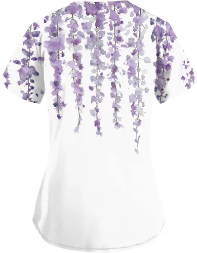 Vista 2 de Blusa básica de talla extragrande con cuello en V para mujer, blusa floral de manga corta para verano 2023