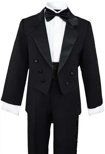 Vista 2 de Conjunto de traje de esmoquin negro con cola para niños