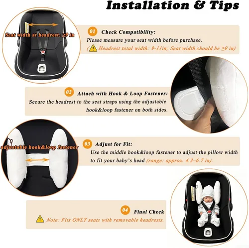 Vista 3 de Almohada de viaje ajustable para bebés, soporte de cabeza portátil