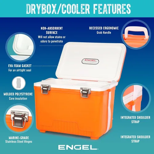 Vista 4 de Engel UC30 30qt a prueba de fugas, hermético, enfriador de caja de secado y caja de almuerzo rígida Azul