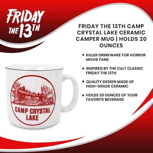 Vista 6 de Friday The 13th Camp Crystal Lake - Taza de cerámica para cámper Tazas grandes sin BPA para bebidas, artículos esenciales para el hogar