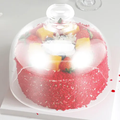 Vista 6 de HEALLILY Cubierta de cristal para tartas, cúpula de 3.93 pulgadas, cubierta protectora transparente para postres de alimentos, exhibición