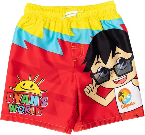 Vista 4 de RYANS WORLD Red Titan 2 piezas Rash Guard Swim Trunks Set