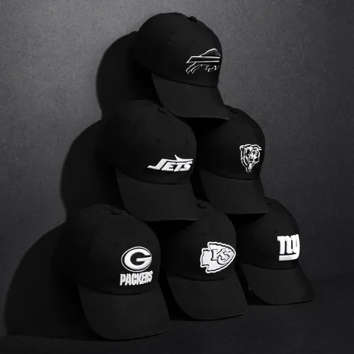 Vista 6 de FOCO NFL Gorras y Gorras Casuales para Hombres con Logotipo de Equipo de la NFL, Negro y Blanco