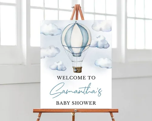 Vista 17 de Letrero de bienvenida con texto en inglés "Oh Boy Safari Animals Baby Show", cartel de bienvenida para baby shower, cartel de bienvenida para baby