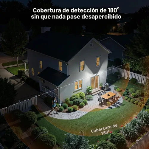 Vista 4 de LEPOWER Luces LED de seguridad con sensor de movimiento al aire libre, 38W 4200 lm, 5500K, resistencia al agua IP65, 3 cabezales detectados, luz