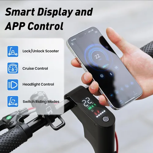Vista 2 de Electric Scooter, 28/22 Miles Range, 28/23 MPH Speed, 10" Tire, 1000/500W Powerful Motor, Disc Brake & Smart APP, with Lights, Portable Foldable