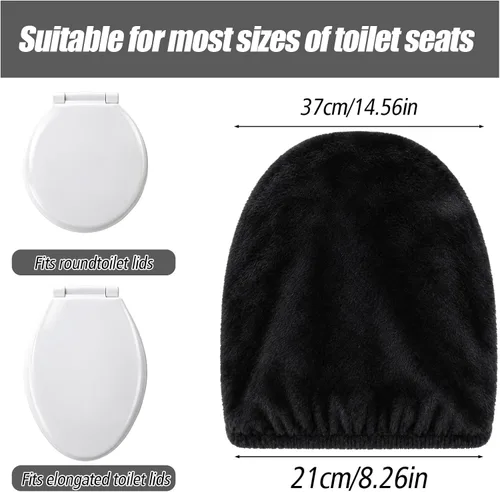 Vista 2 de Cubierta de tapa de inodoro para baño, funda de asiento de inodoro negra
