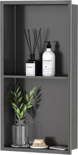 Vista 19 de Neodrain Nicho de ducha doble estante de acero inoxidable, no necesita azulejos, nichos de baño empotrados en la pared, nicho de pared empotrado