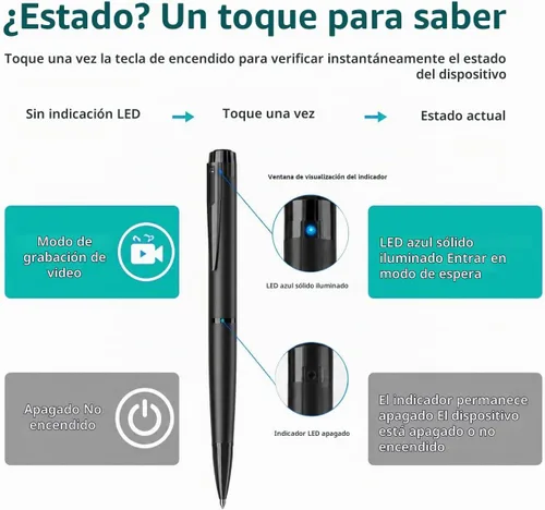 Vista 2 de Mini cámara pluma 1080P HD seguridad cam niñera cámara con grabación en Almacenamiento local de 32 GB, operación con un botón, mini cámara
