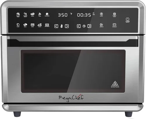 Vista 6 de Megachef Horno electrónico multifunción de 360 grados con tecnología de aire caliente, cromo plateado, capacidad de 25 litros
