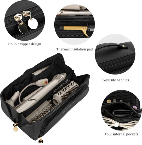 Vista 7 de Veki Estuche de transporte de viaje para Shark Flexstyle, Airwrap. Organizador para Shark Flexstyle/FlexFusion/SpeedStyle, Stylers y accesorios Negro