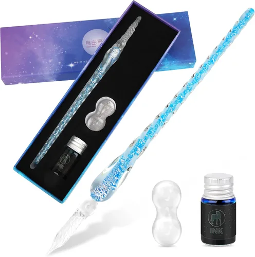 Vista 11 de Luxiv - Juego de bolígrafos de cristal con tinta, soporte y paquete Púrpura