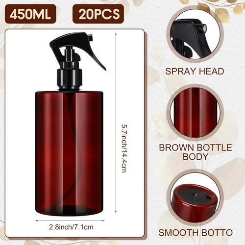 Vista 2 de Hsei - 20 botellas de spray ámbar de 16 onzas, plástico recargable
