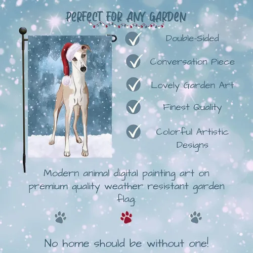 Vista 5 de Doggie of the Day Whippet GFLAG254161 - Banderas de jardín para perros, diseño de Navidad, de doble cara, regalo decorativo de primavera para patio