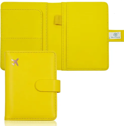 Vista 15 de Melsbrinna Funda de cuero prémium para pasaporte, impermeable, con bloqueo RFID, cartera de viaje con soporte para bolígrafo, bonito libro